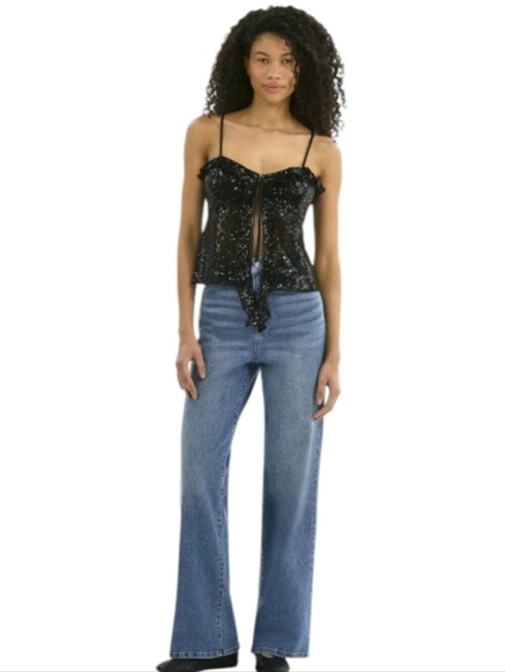 Sequin Ruffle Tie-Front Cami - Picture 5 of 16